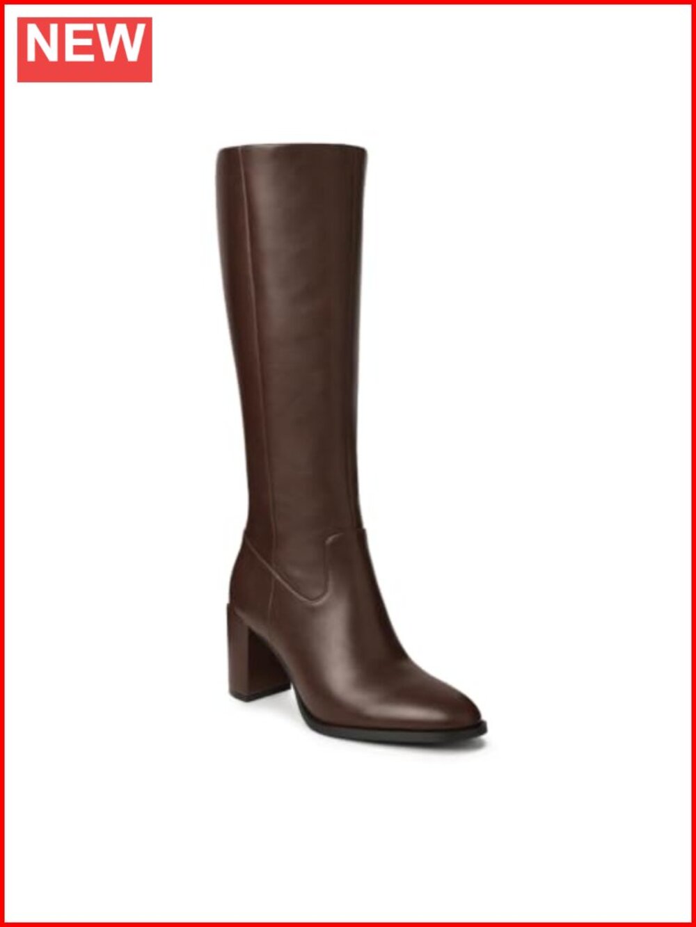 Women's Wide Calf Knee High Boots Block Heel Zip Up